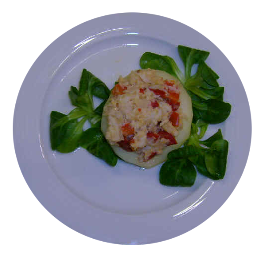 Gefüllter Apfel mit Räucherforellensalat