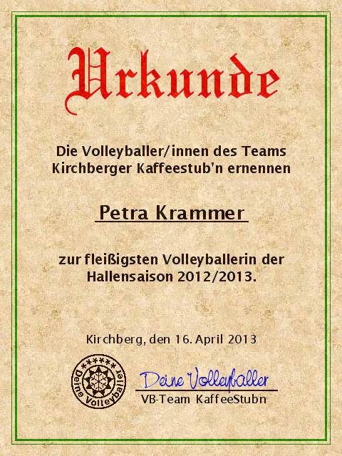 6.04.2013 - Kirchberger Volleys - Ehrung Foto 2 6.04.2013 - Kirchberger Volleys - Ehrung Foto 2
